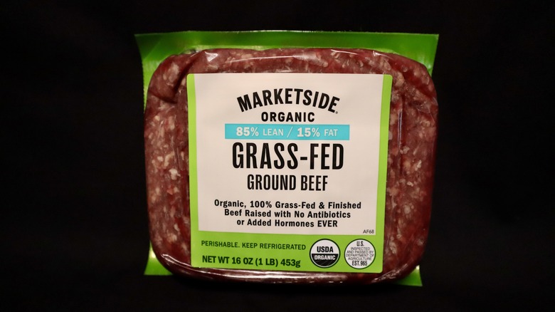 Marketside ground beef in green package