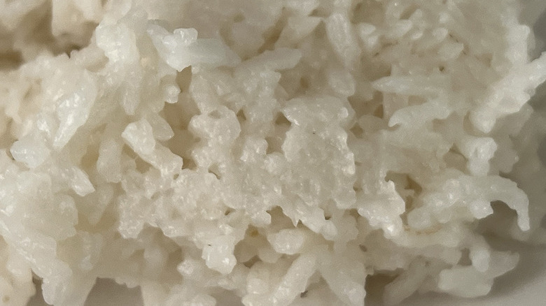Closeup of overcooked rice