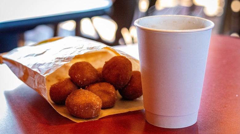 Taco Bell Cinnabon Delights with cup of coffee