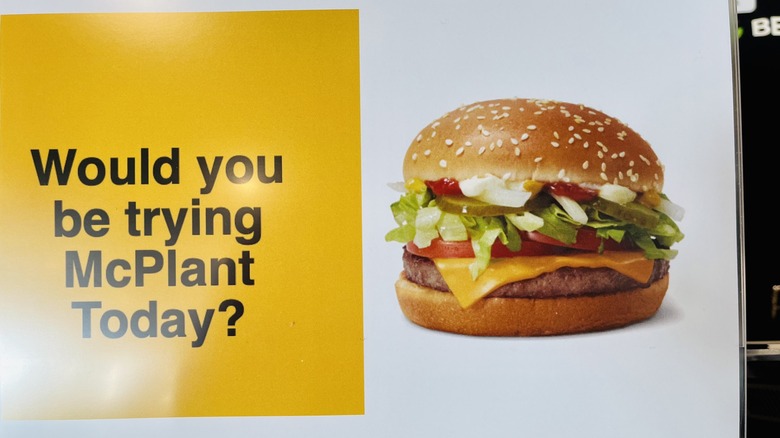 McDonalds Beyond Meat burger patty test signage