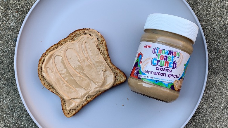 Toast with cinnamon spread on it