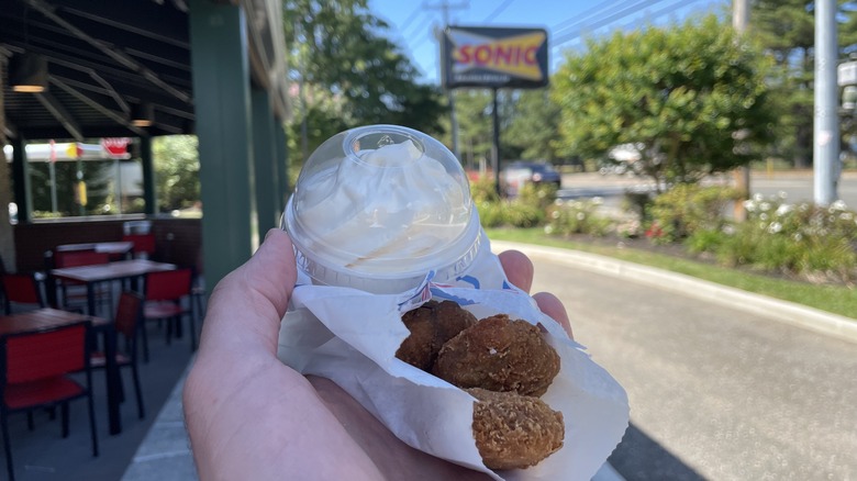 cookie dough bites outside a Sonic