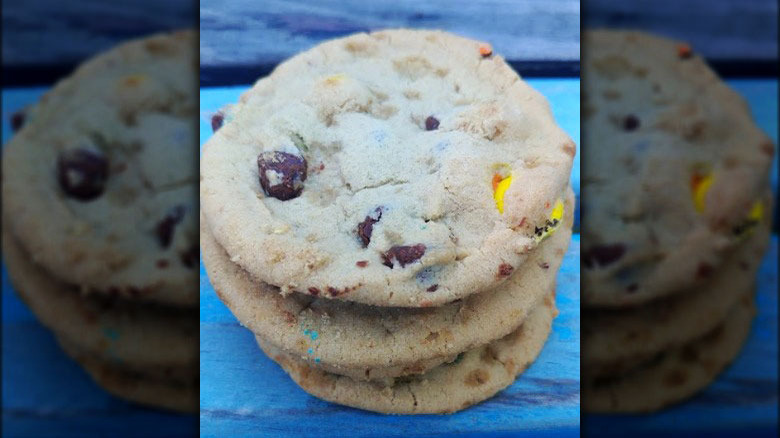 stack of kroger m&m cookies