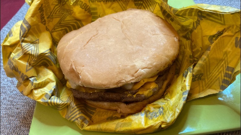 Whataburger Chili Cheese Burger unwrapped