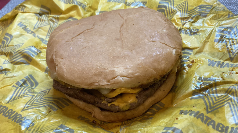 Whataburger Chili Cheese Burger in wrapper