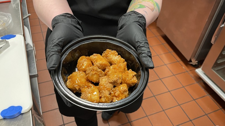 A freshly sauce 10-piece nuggets order