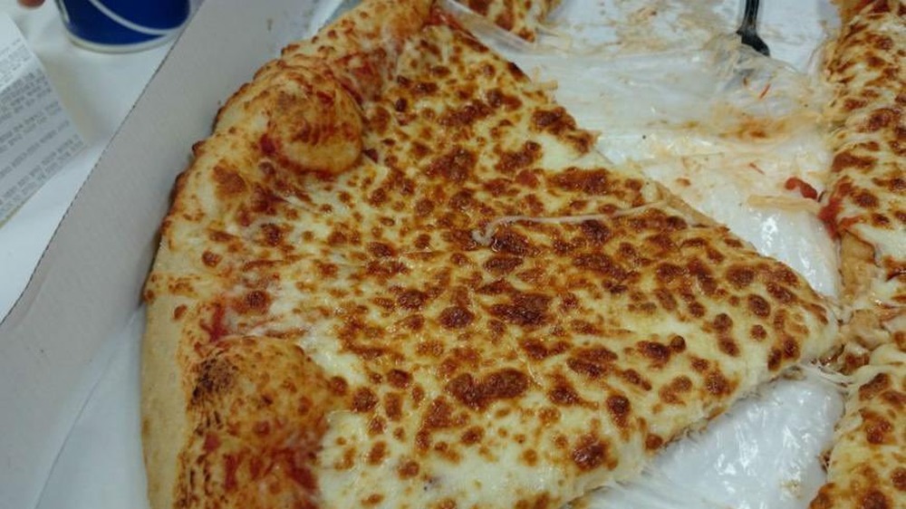 slice of costco cheese pizza