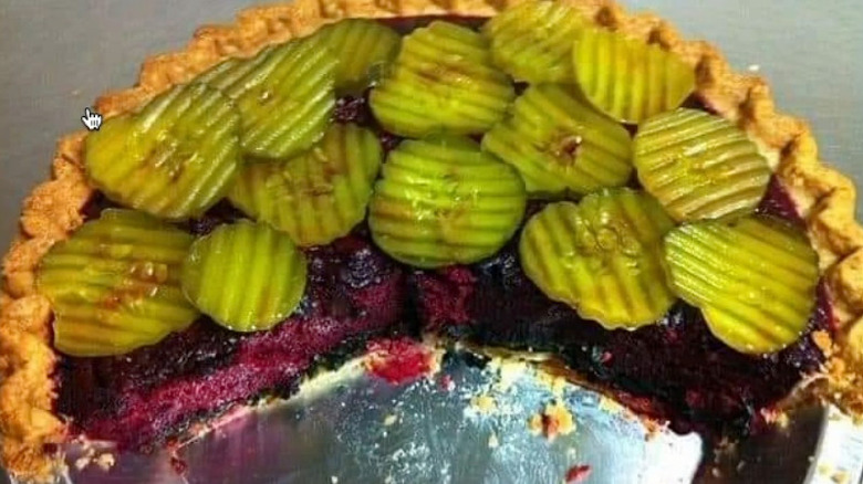 cranberry pickle pie in pie plate