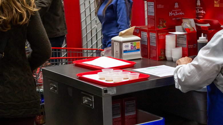 tray of samples at Costco