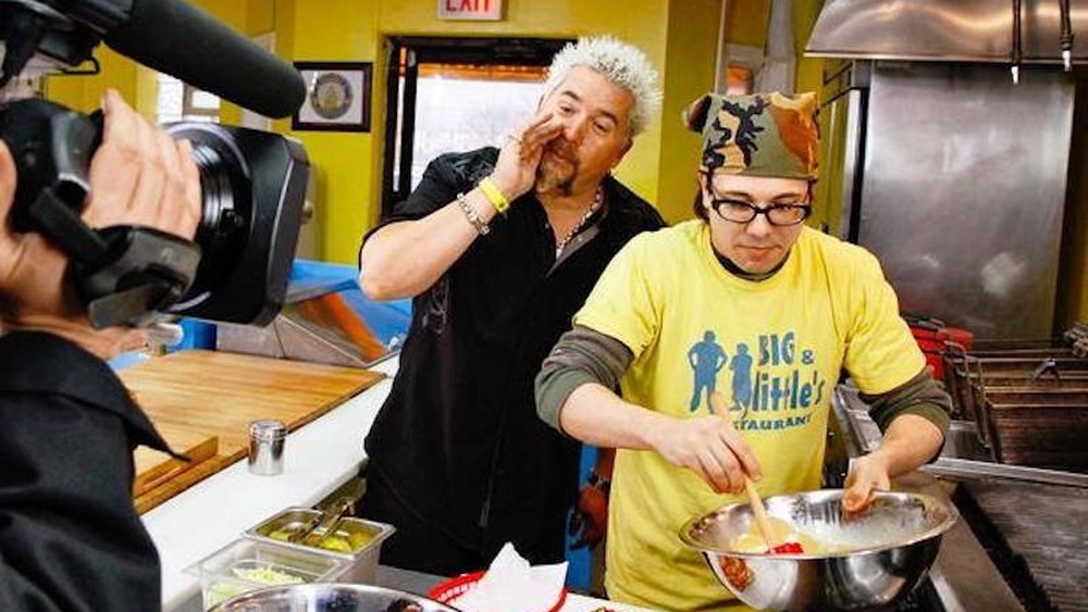 Guy Fieri jokes at the camera