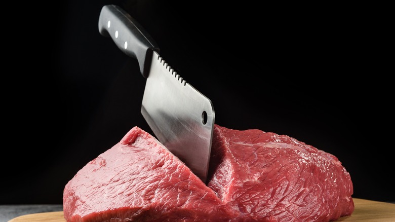 meat and chef's knife