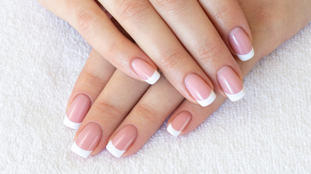 French manicure on woman's hands