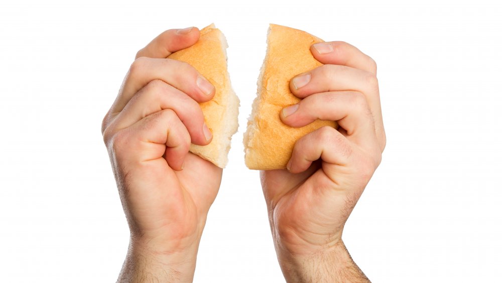 Breaking bread at a fancy restaurant