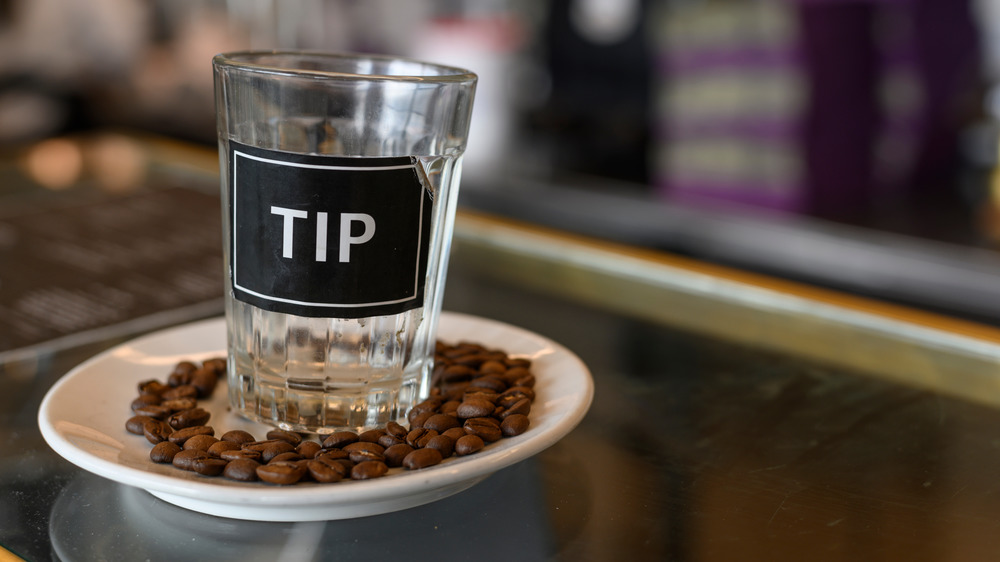 tip jar at a coffee shop