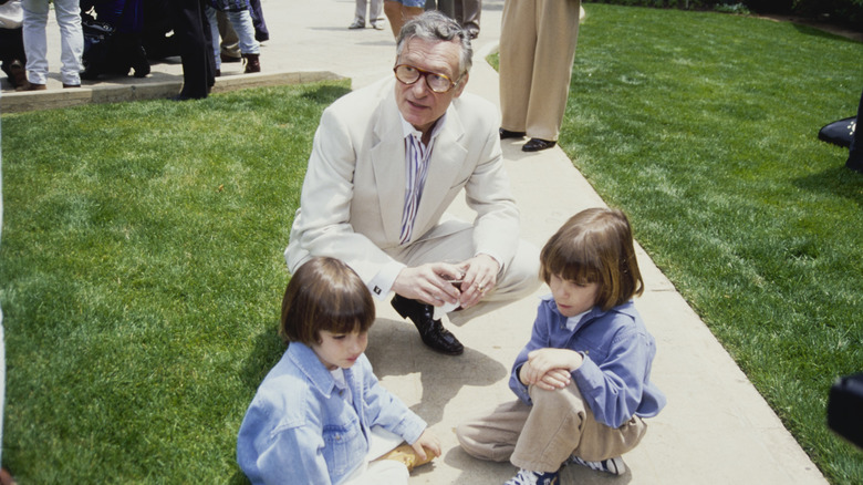 Hugh Hefner with sons