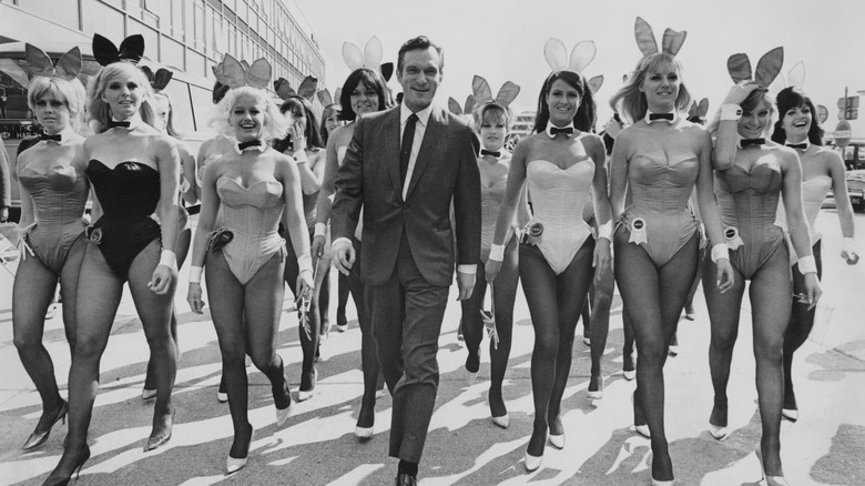 Hugh Hefner with Playboy bunnies