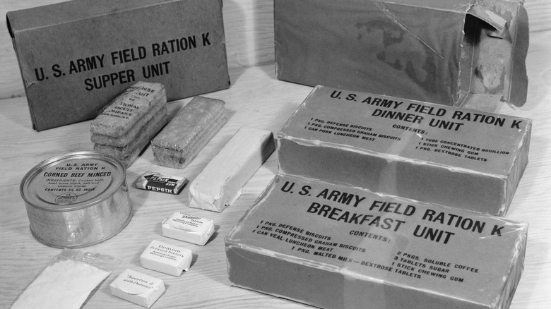 Assorted army field rations from WWII