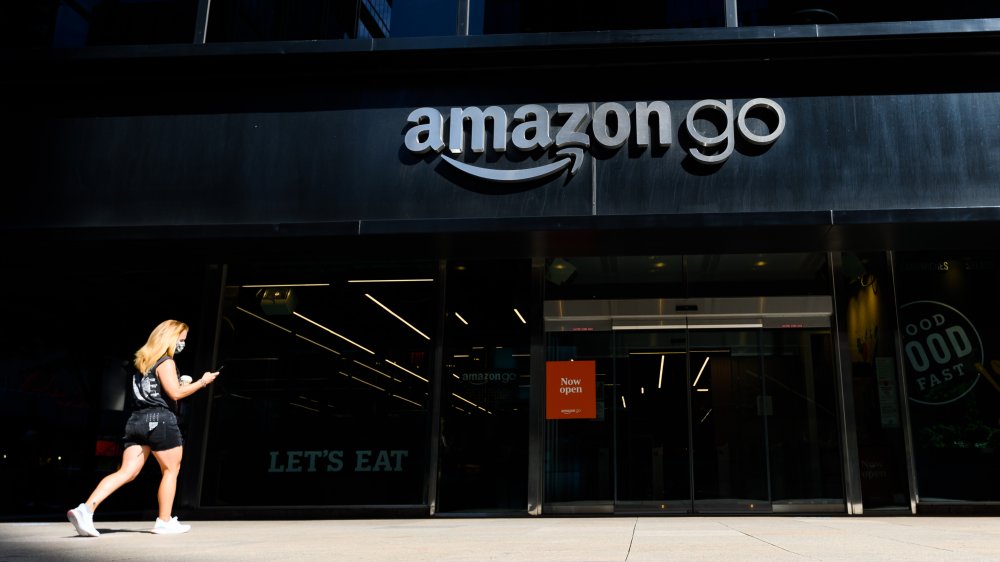 Shopper entering Amazon Go store