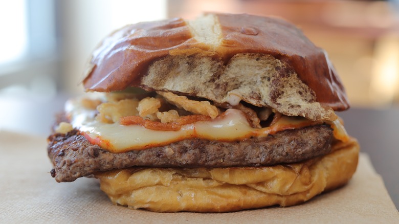 Wendy's Pretzel Bacon Pub Cheeseburger