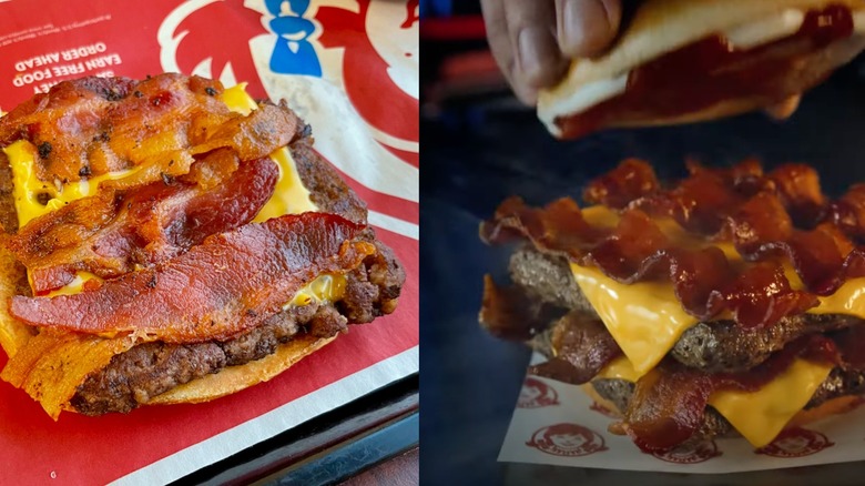 Baconator bacon compared in two photos