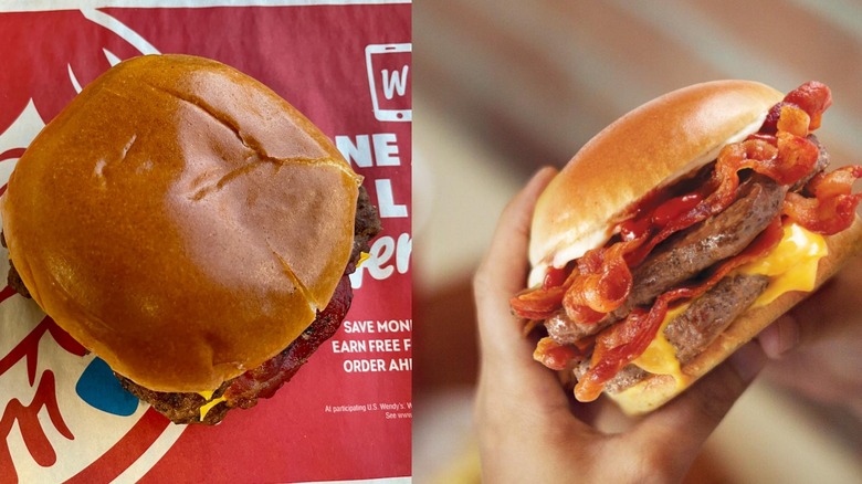 Baconator bun comparison in two photos