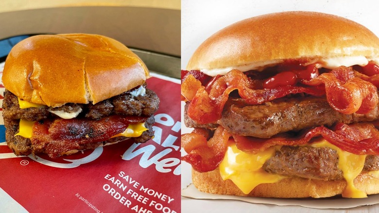 Baconator with cheese compared in photos