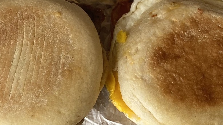 Close view of Wendy's English muffin outer edge