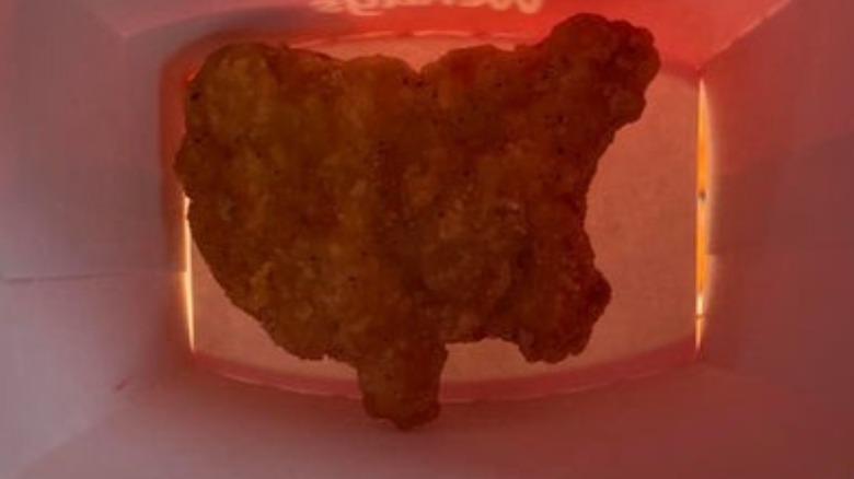 America-shaped Wendy's chicken nugget 