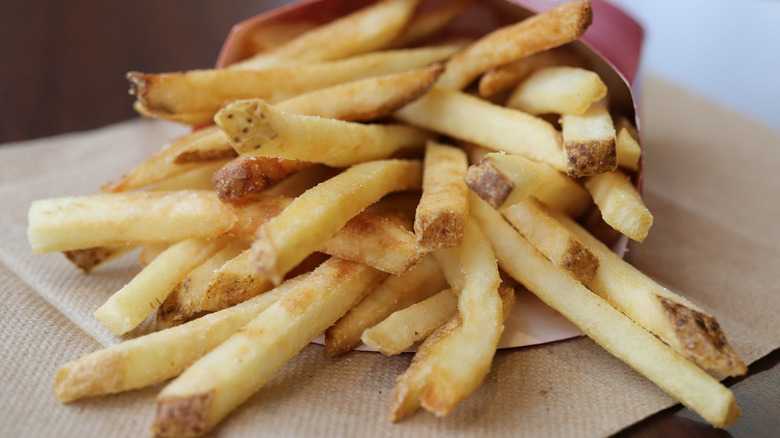 Wendy's french fries on a brown napkin