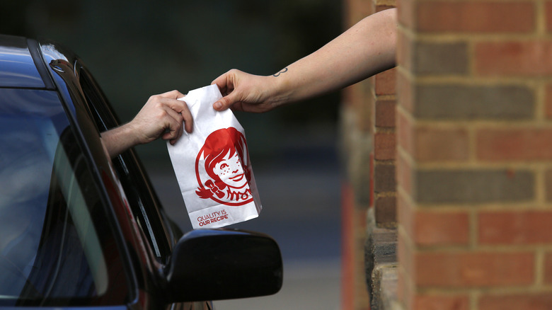 Wendy's drive-thru customer getting food