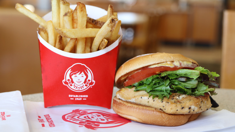 Wendy's chicken sandwich and fries