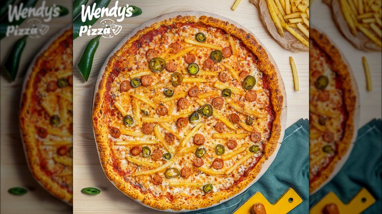 Wendy's pizza with french fries
