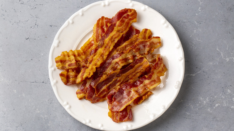 Plate of bacon strips