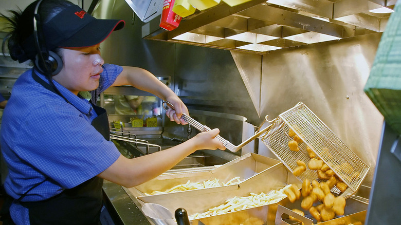 employee fries nuggets