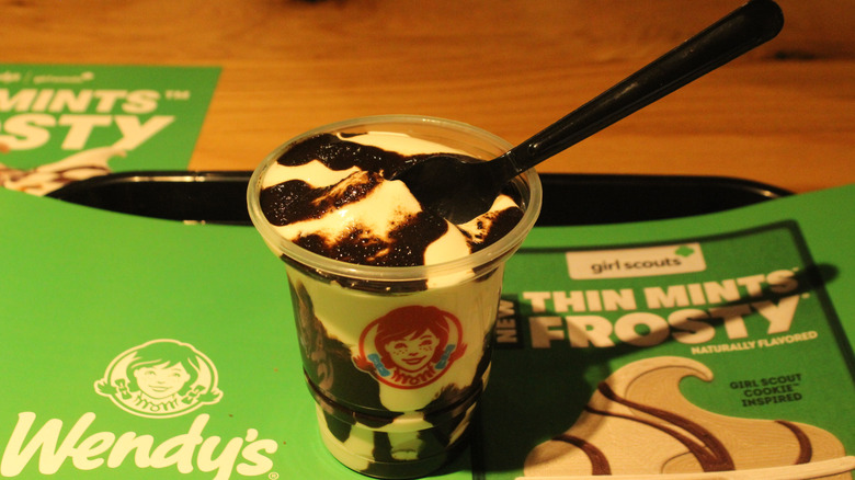 Wendy's Thin Mints Frosty with spoon