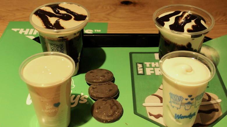 Thin Mint cookies and Frostys on tray