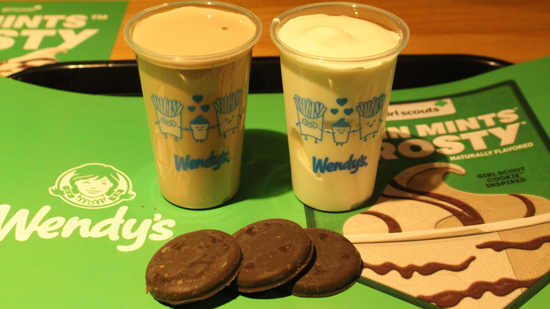 Vanilla and chocolate Frosty treats with Thin Mints cookies