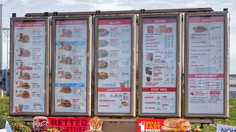 Wendy's drive through thru menu