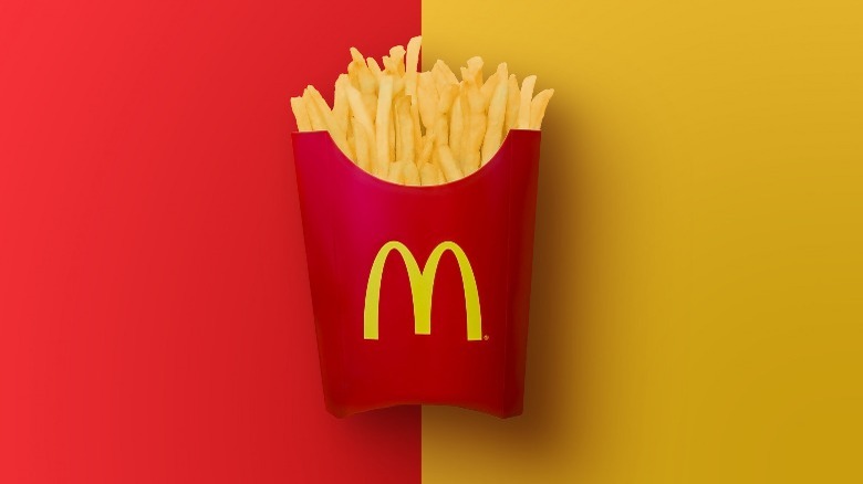 Mcdonald's fries red yellow background