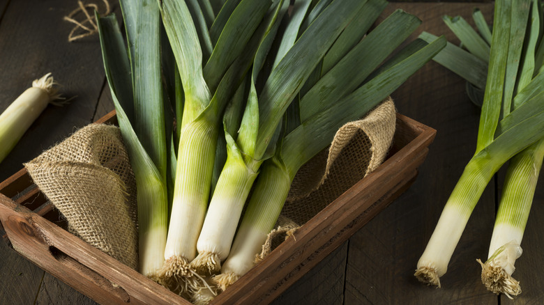 leeks in a basket