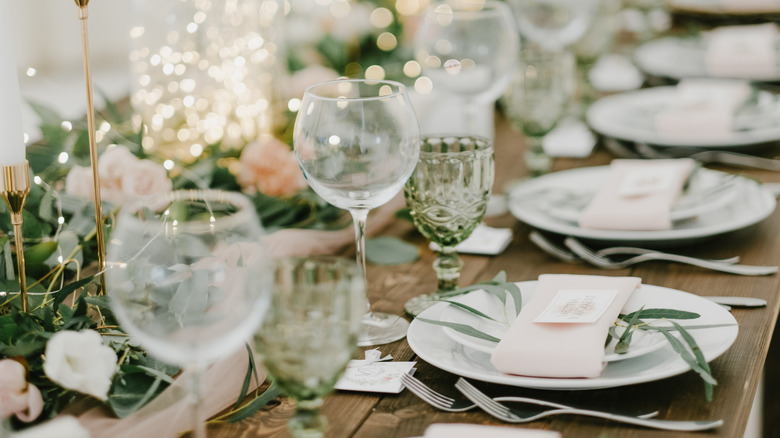 Formal place settings on table