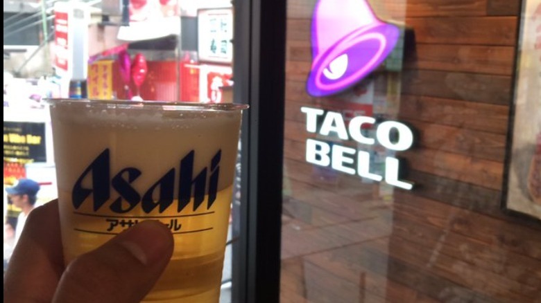 Asahi beer at Taco Bell Japan