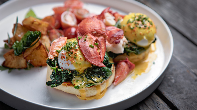 eggs Benedict with lobster