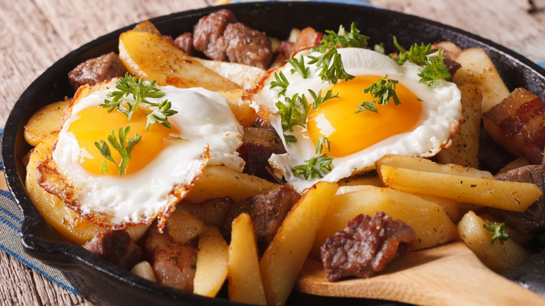 Tiroler grostl with eggs and fried potatoes