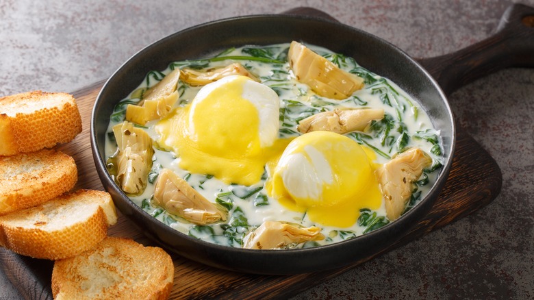 Eggs Sardou with spinach