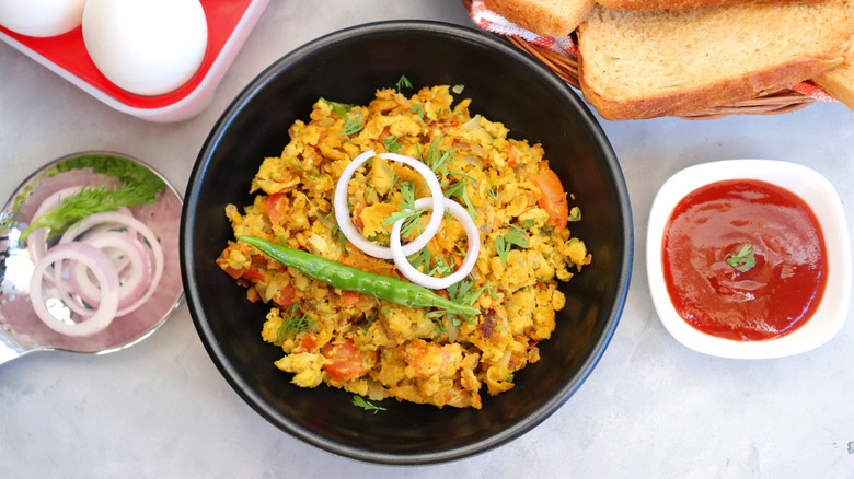 Anda paratha with onion and chiles