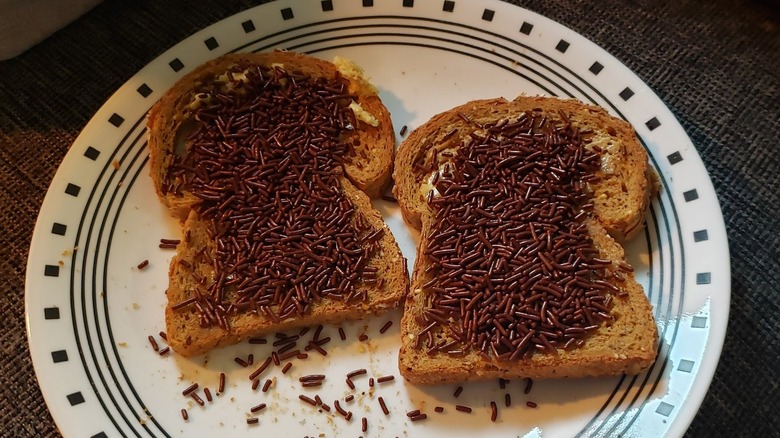 Bread with butter and hagelslag