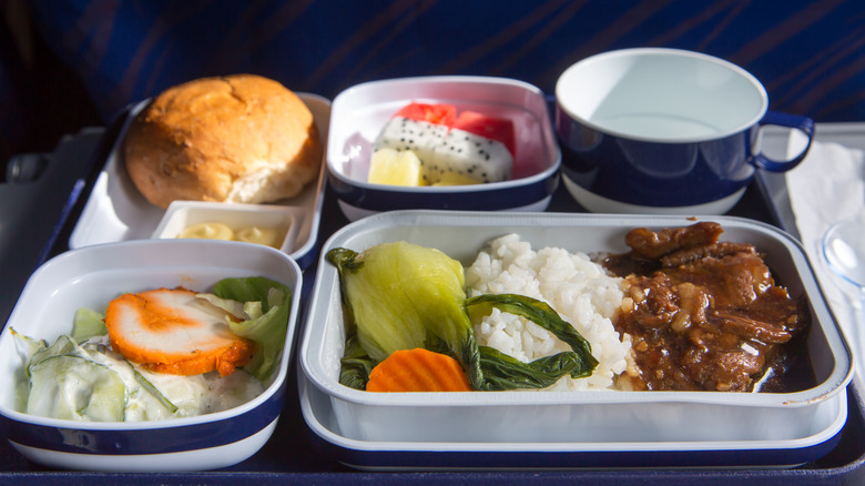 Tray of airline food 