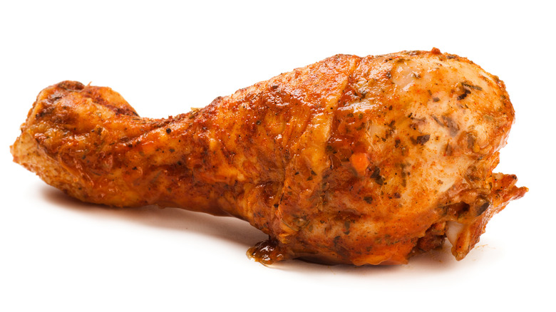 Barbecue chicken leg white background 