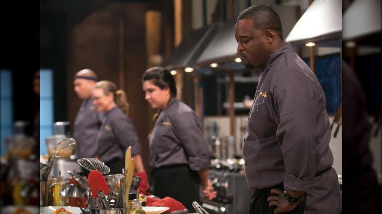 "Chopped' contestants looking at their final dishes